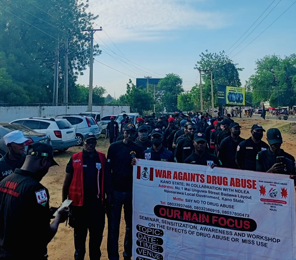 WADA Kano State Command awareness march with the official campaign banner